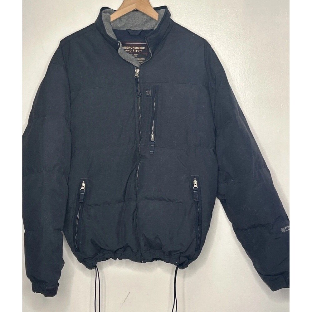 Abercrombie Fitch Down Jacket Puffer Medium Black Insulated Outerwear Ski Resort